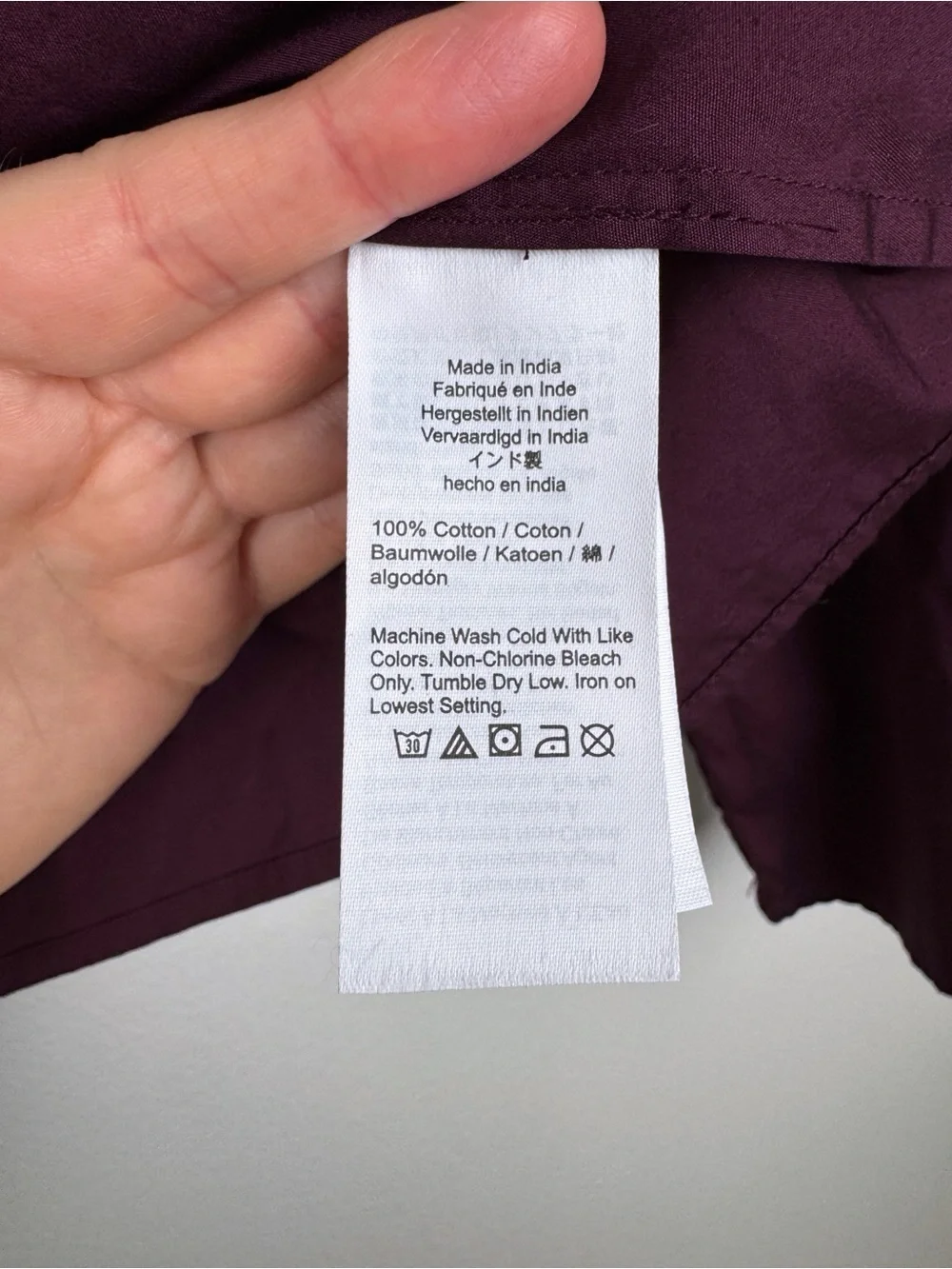 Madewell V-Neck Cotton Button Front Removeable Necktie Top Burgundy Size S NWOT